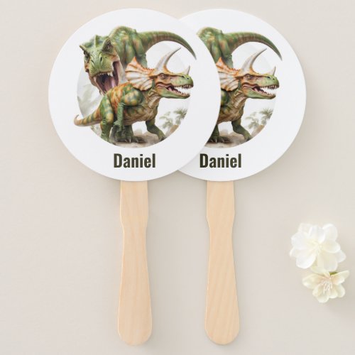 Dinosaur battle design hand fan