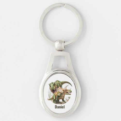 Dinosaur battle design keychain