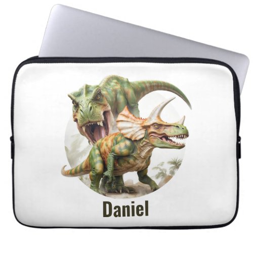 Dinosaur battle design laptop sleeve