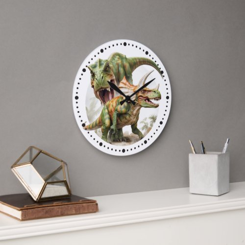 Dinosaur battle design large clock