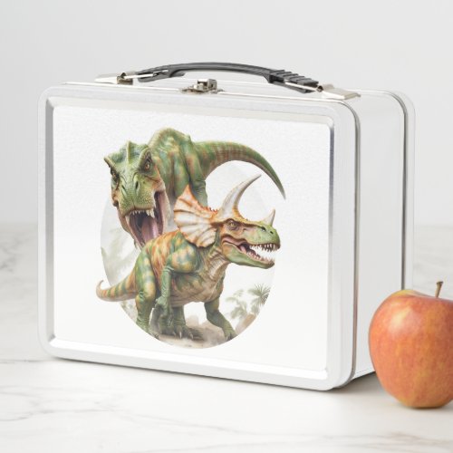 Dinosaur battle design metal lunch box