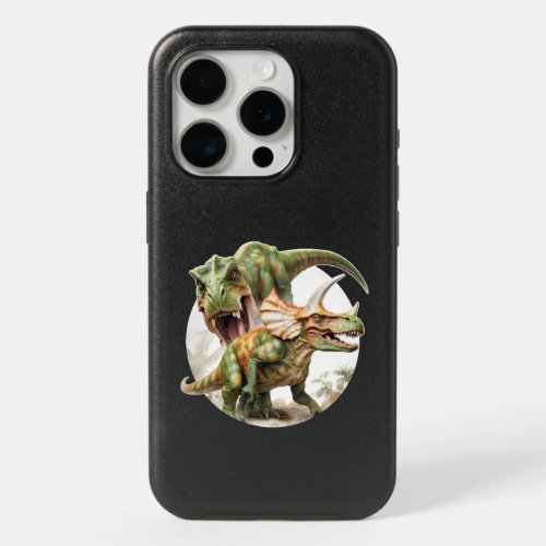 Dinosaur battle design iPhone 15 pro case