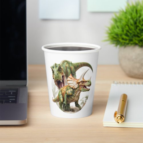 Dinosaur battle design paper cups