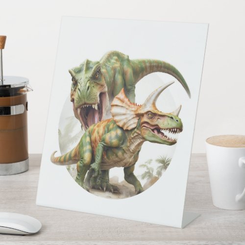 Dinosaur battle design pedestal sign