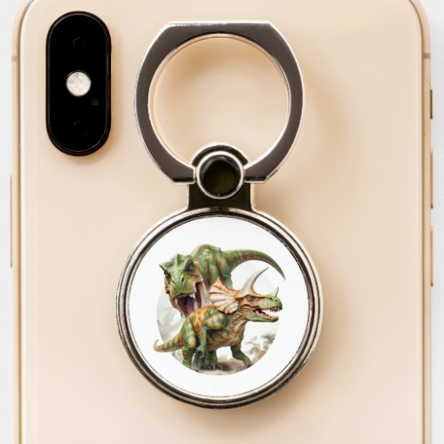 Dinosaur battle design phone ring stand