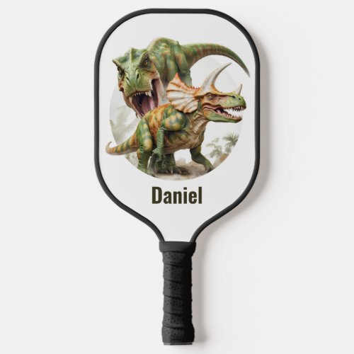 Dinosaur battle design pickleball paddle