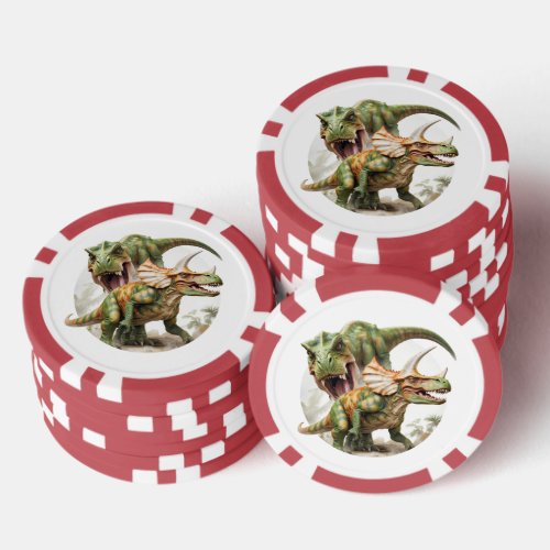 Dinosaur battle design poker chips