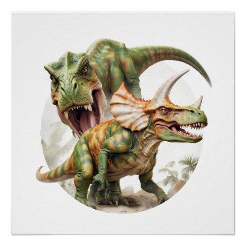 Dinosaur battle design poster