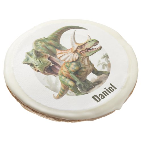 Dinosaur battle design sugar cookie