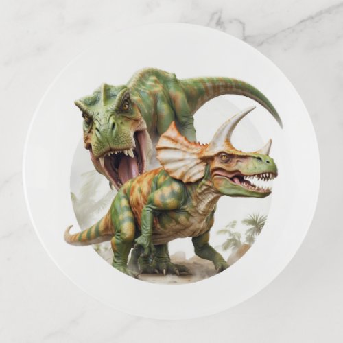 Dinosaur battle design trinket tray