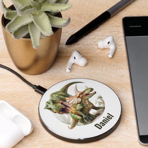 Dinosaur battle design wireless charger 