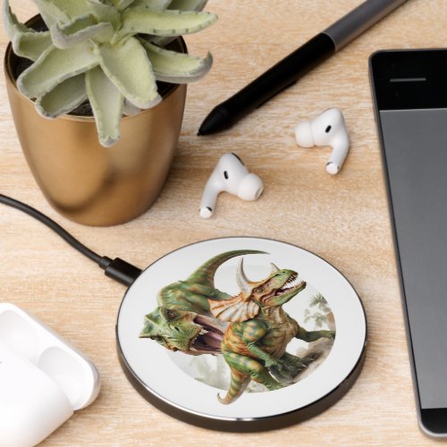 Dinosaur battle design wireless charger 