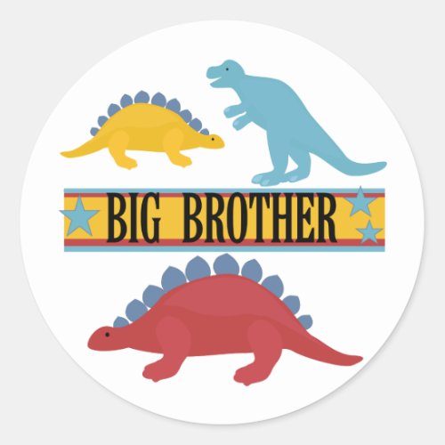 Dinosaur Big Brother Classic Round Sticker