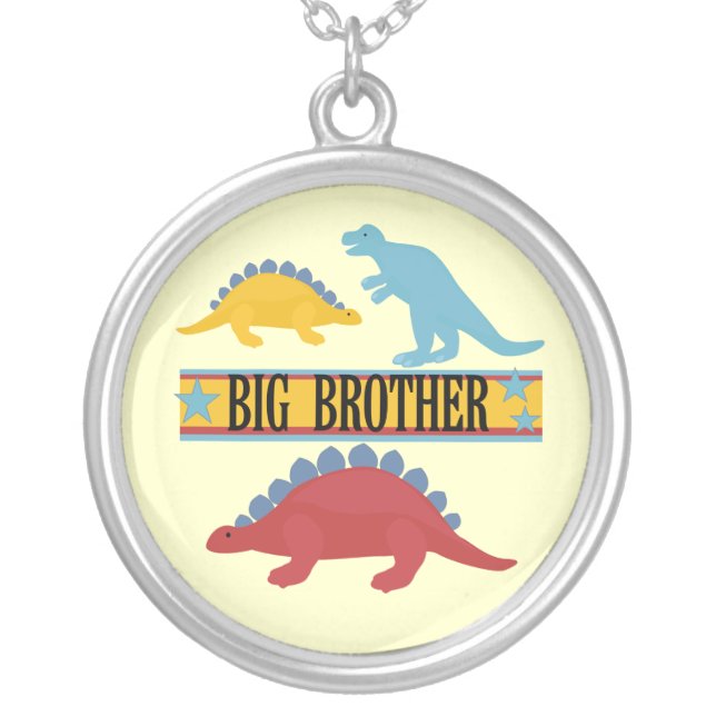 Dinosaur Big Brother Silver Plated Necklace (Front)