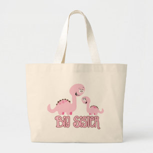 Dinosaur Big Sister Large Tote Bag