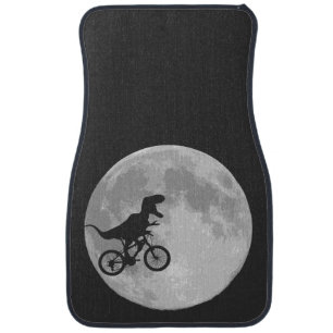 Dinosaur Bike and moon retro 80s Dino Car Floor Mat