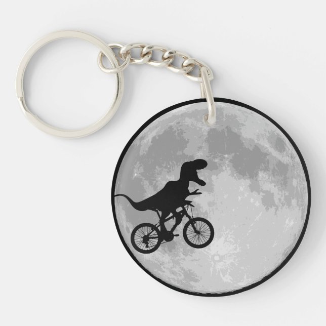 Dinosaur Bike & Moon Keychain (Front)