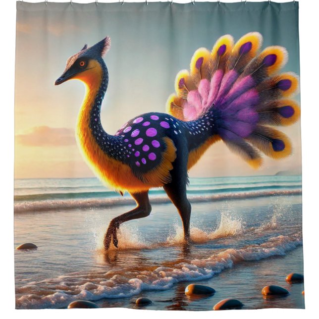 Dinosaur Bird Shower Curtain (Front)