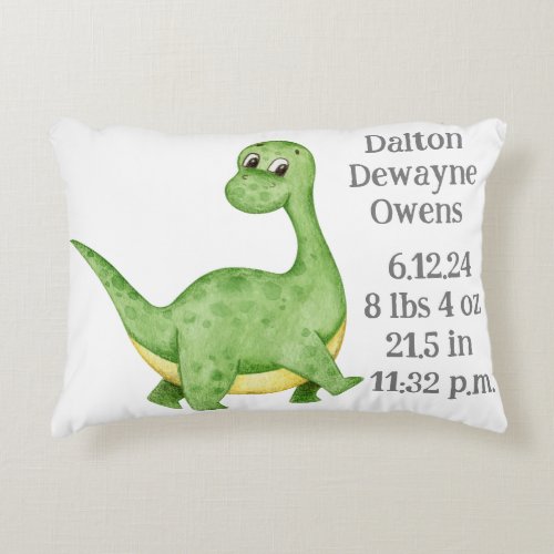 Dinosaur Birth Announcement Pillow Nursery Pillow