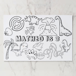 Dinosaur birthday activity place mat