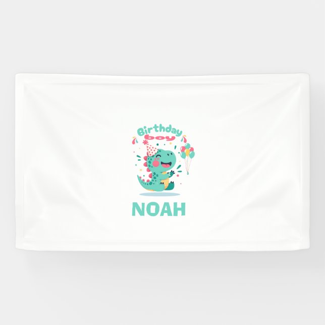 Dinosaur Birthday Banner | Boys Party  | Editable (Horizontal)