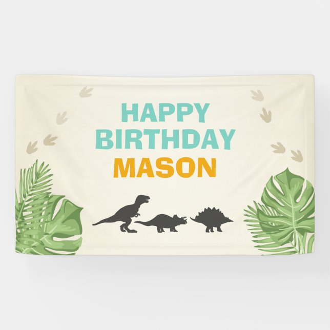 Dinosaur Birthday Banner Dino Party (Horizontal)