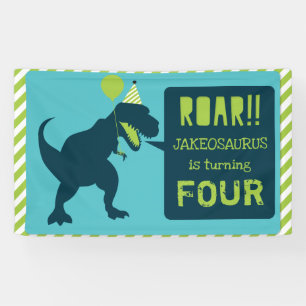 Dinosaur Birthday Banner Green