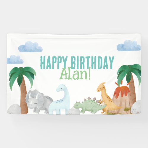 Dinosaur birthday banner Vinyl Banner 3 x 5