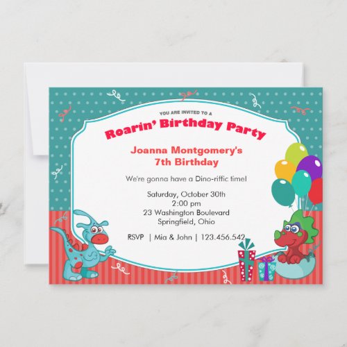 Dinosaur Birthday Bash Costume Party Invitation