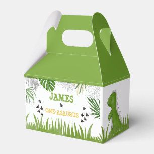Dinosaur Birthday Boy Any Age Green Yellow Black Favor Boxes