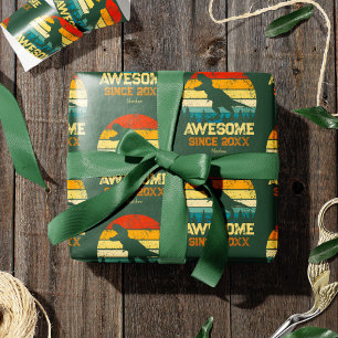 Dinosaur Birthday Boy Awesome Since Birth Year Wrapping Paper