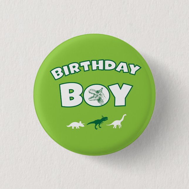 Dinosaur Birthday Boy Button (Front)