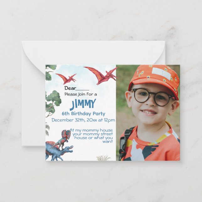 Dinosaur Birthday Boy Child Invitation (Front)