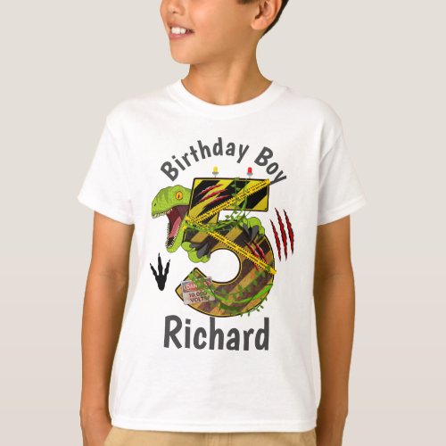 Dinosaur Birthday Boy Fifth  T_Shirt