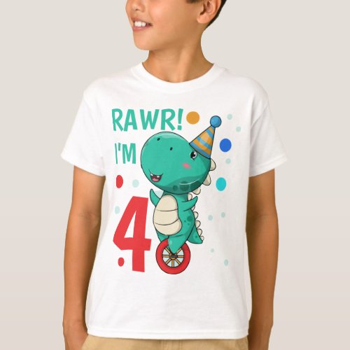 Dinosaur Birthday Boy Kids T_Shirt