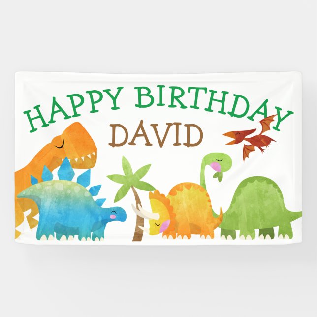 Dinosaur Birthday Boy Party Dino DinoMite Banner (Horizontal)