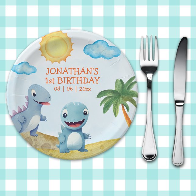 Dinosaur Birthday boy Party  Paper Plates (Creator Uploaded)