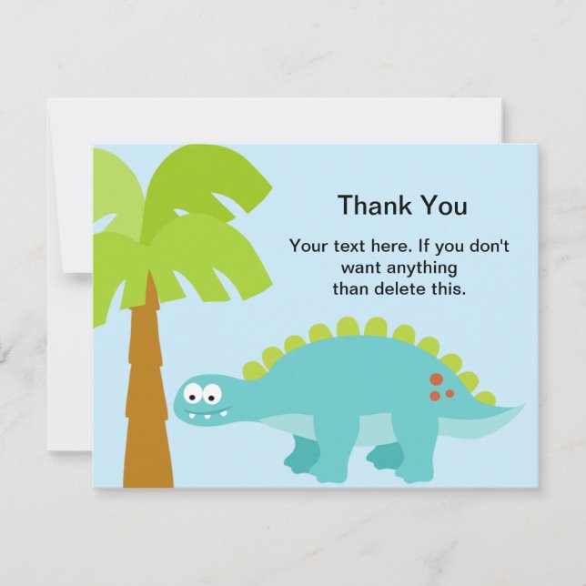 Dinosaur Birthday Boy Thank You Card (Front)