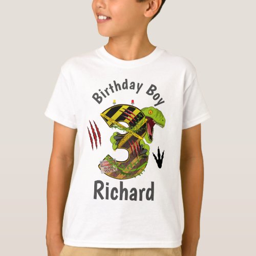 Dinosaur Birthday Boy Third  T_Shirt