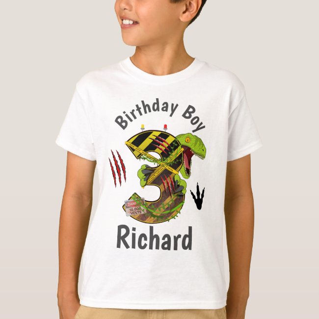 Dinosaur Birthday Boy Third  T-Shirt