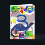 Dinosaur Birthday Card For 3 Year Old<br><div class="desc">Custom personalised Dinosaur birthday card for 3 year old son,  nephew or grandson. Add your own pictures and words to create a unique greeting card.</div>