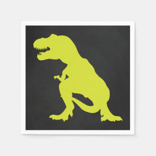 Dinosaur Birthday Chalkboard Green Napkins