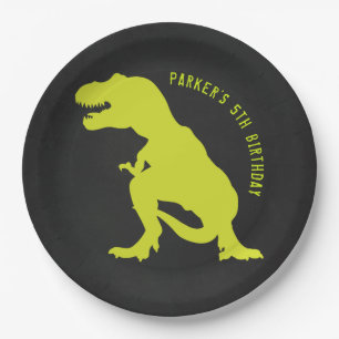 Dinosaur Birthday Chalkboard Paper Plates