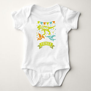 Dinosaur Birthday Colorful Baby Bodysuit