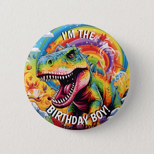 dinosaur birthday colorful cute button