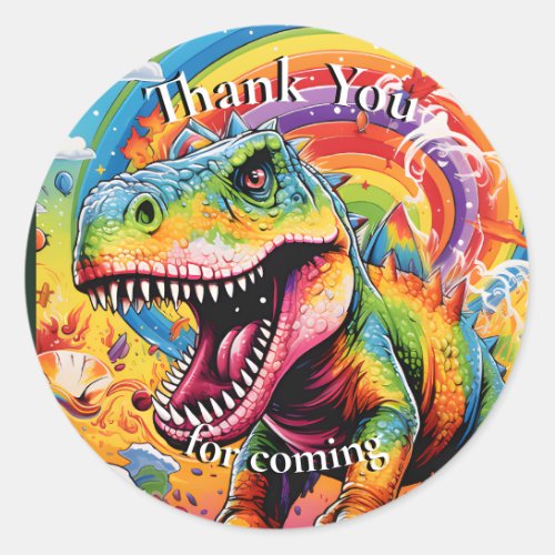 dinosaur birthday colorful cute classic round sticker