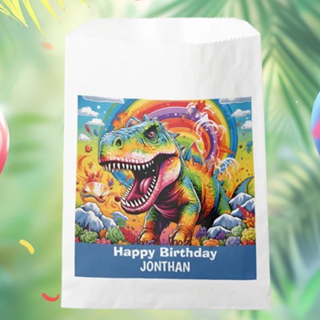 dinosaur birthday colorful cute favor bag (Cute Dinosaur Birthday Favor Bags: Colorful & Fun Gifts!)