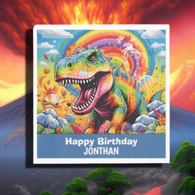 dinosaur birthday colorful cute napkins (Cute Colorful Dinosaur Birthday Napkins for a Fun Party!)