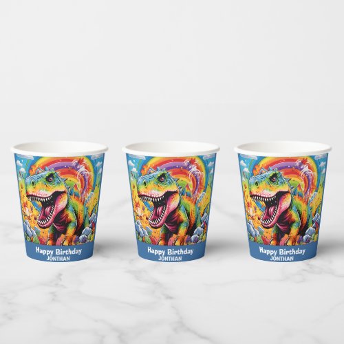 dinosaur birthday colorful cute paper cups