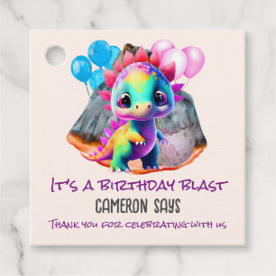 Dinosaur Birthday Colorful To Be a Blast Any Age   Favor Tags
